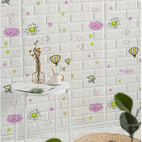 3D Self-Adhesive Wallpaper 70cm*1/5/10m Continuous Waterproof Brick Wall Stickers Living Room Bedroom Children's Room Home Decor