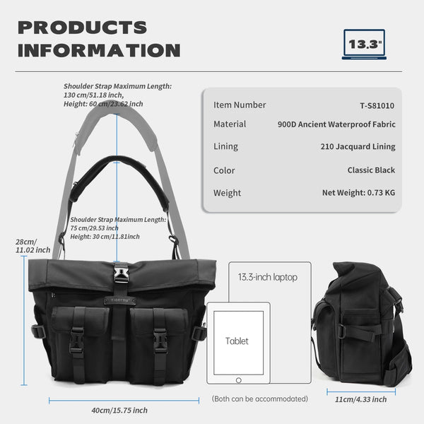 Lifetime Warranty Fashion Shoulder Bag For Men Crossbody Bags Male Expandable Bag 13.3inch Laptop Bag Messenger Bag Boys Handbag