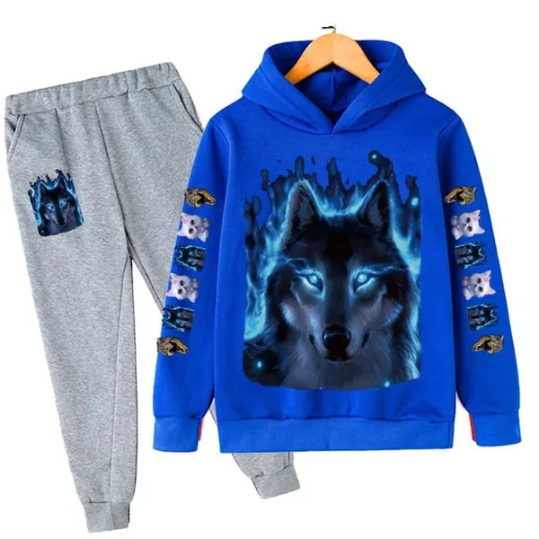 Fashion Wolf Printed Boy For Children From 1 To 12 Years Clothes Child Girl Baby Outfit Set Boys Sweatshirt Kids