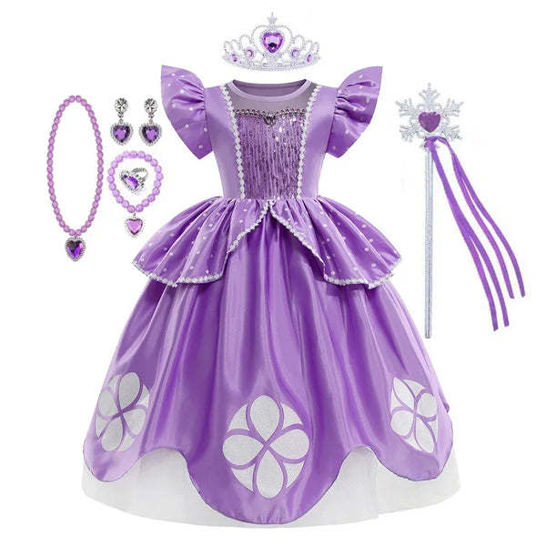 Girls Sofia Dress Children Halloween Birthday Party Princess Costumes Summer Sophia Puff Sleeve Fluffy Ball Gown