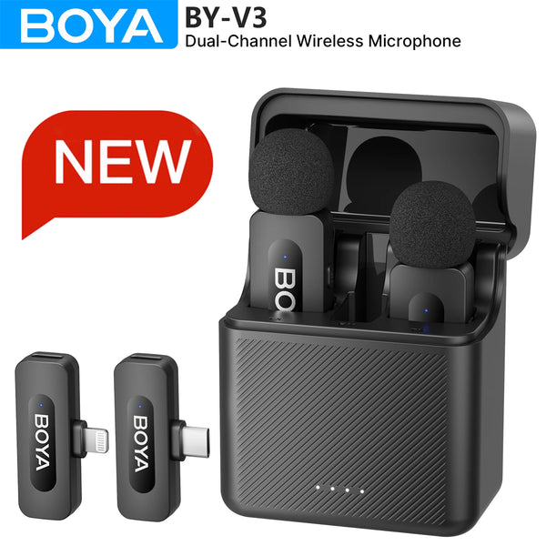 BOYA BY-V3 Wireless Lavalier Microphone for iPhone iPad Android USB-C Smartphones Lapel Mic for Gaming Video Recording Streaming