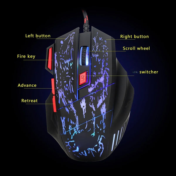 HXSJ J50 One-Handed Gaming Keyboard 35 Keys LED Backlight + Wired Gaming Mouse with Breathing Light 5500 movement speed