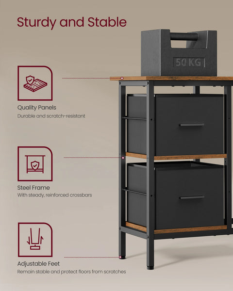 VASAGLE L-Shaped Desk with 2 Spacious Drawers, Gaming Desk with Monitor Stand, Corner Desk, Computer Desk