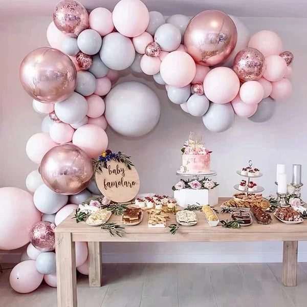 Macaron Pink Balloon Garland Arch Kit Wedding Birthday Party Decoration Kids Globos Rose Gold Confetti Latex Ballon Baby Shower