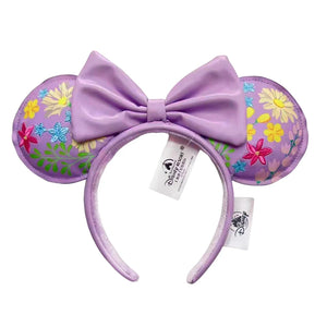 2024 Disney Purple PU Mickey Mouse Ear Headband Bow Hairband Cosplay Plush Adult/Kids Headband