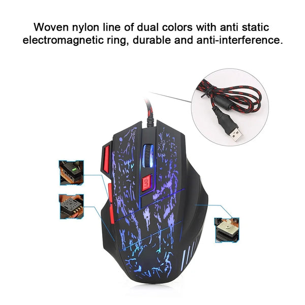 HXSJ J50 One-Handed Gaming Keyboard 35 Keys LED Backlight + Wired Gaming Mouse with Breathing Light 5500 movement speed