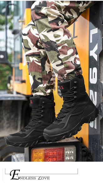 Men Tactical Boots Autumn Special Forces Field Man Boot Lightweight Outdoor Non-Slip Waterproof Shoes Zapatillas Hombre