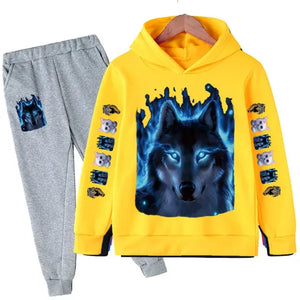 Fashion Wolf Printed Boy For Children From 1 To 12 Years Clothes Child Girl Baby Outfit Set Boys Sweatshirt Kids