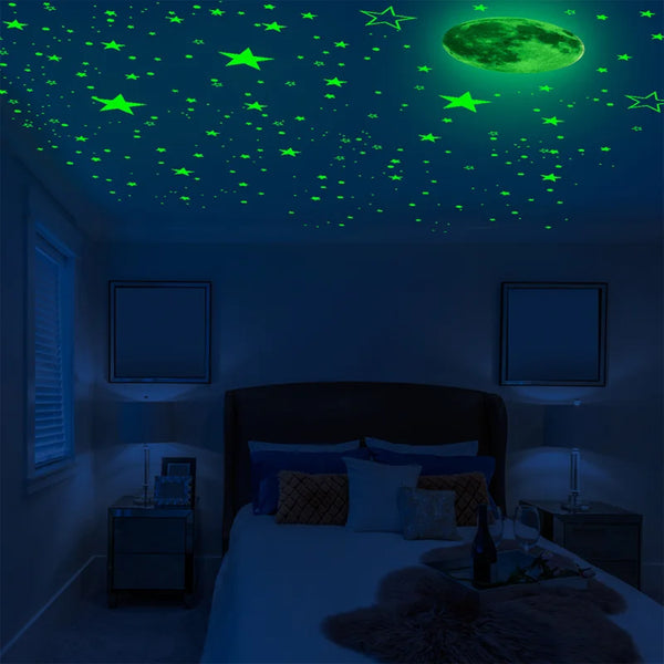 1049pcs luminous moon star stickers glow in the dark wall 3D luminous stickers bedroom home ceiling fluorescent decoration