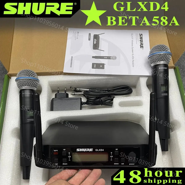 Shure GLXD 4 BETA 58A Wireless Microphone Set 2 Handheld Microphones Dynamic Professional Handheld Party Stage Karaoke640-690MHZ