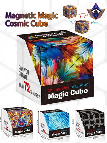 NEW Geometric Changeable Magnetic Magic Cube Anti Stress 3D Hand Flip Puzzle Cube Kids Stress Reliever Fidget Toy Cube