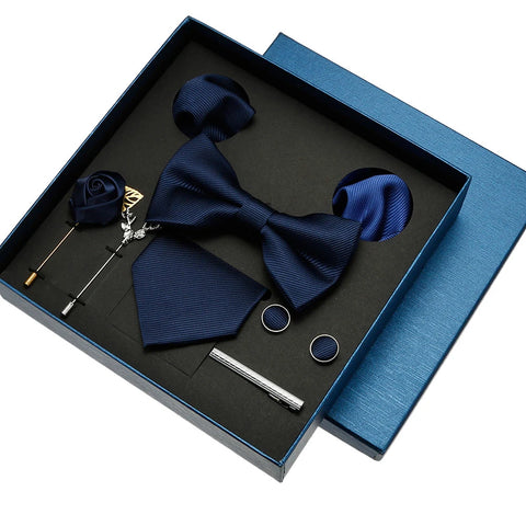 Luxury Men's Tie Necktie Bow Tie Gift Box 8-Piece Solids Colors Thread Fashion Professional Business Suit Accessories Wedding