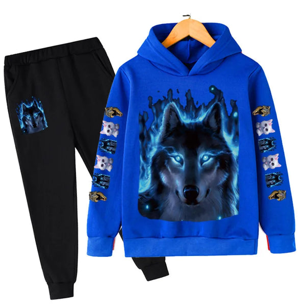 Fashion Wolf Printed Boy For Children From 1 To 12 Years Clothes Child Girl Baby Outfit Set Boys Sweatshirt Kids