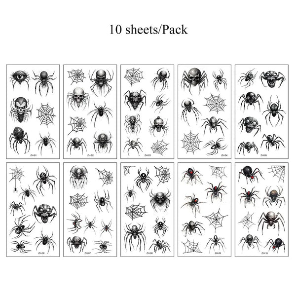 10pcs Spider Web Tattoo Stickers for Halloween Disposable Temporary Tattoos For Men Women Face Makeup Body Decr for Children