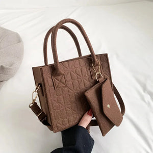 Korean Version Minimalist Embossed Felt Lightweight Handbag 2023 New Single Shoulder Diagonal Span Two-Piece Bag For Women