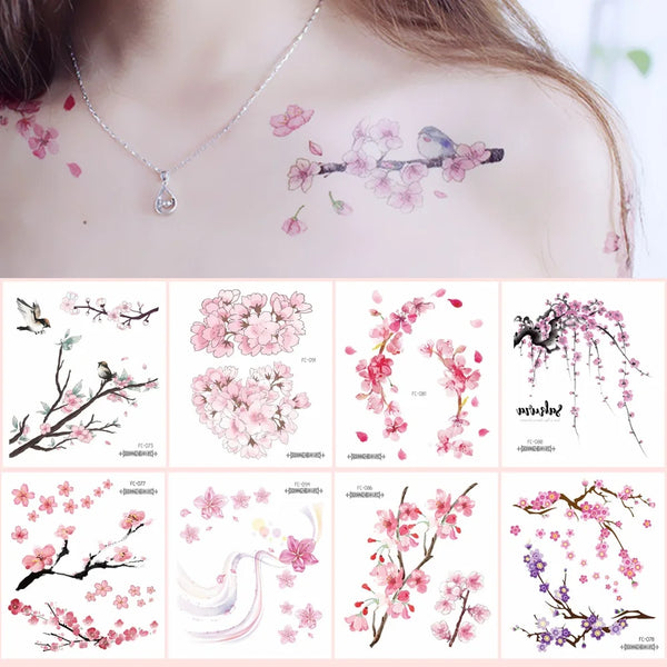 100pcs/Set No Repeat Flowers Butterfly Temporary Tattoos Waterproof Body Art Concealer Stickers Disposable tatouage temporaire