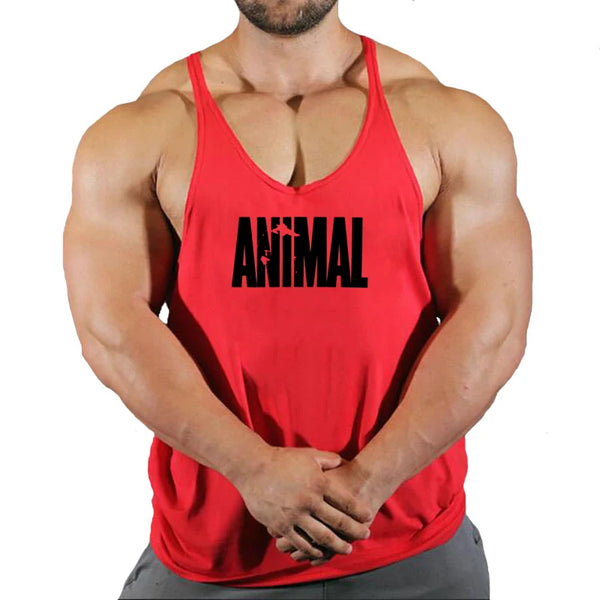 ANIMAL Letter Printed Gym Clothing Mens Bodybuilding Fitness Tank Top Cotton Raceback Stringer Singlets Workout Sleeveless Shirt