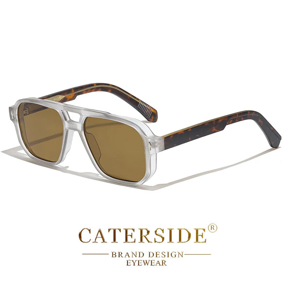 CATERSIDE Vintage Punk Sunglasses Men Flat Top Double Bridges High Quality Sun Glasses Women Travel Party Festival Eyeglasses