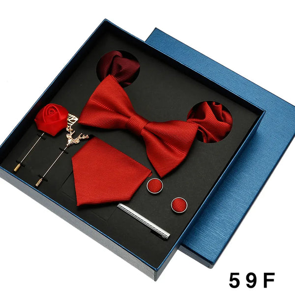 Luxury Men's Tie Necktie Bow Tie Gift Box 8-Piece Solids Colors Thread Fashion Professional Business Suit Accessories Wedding