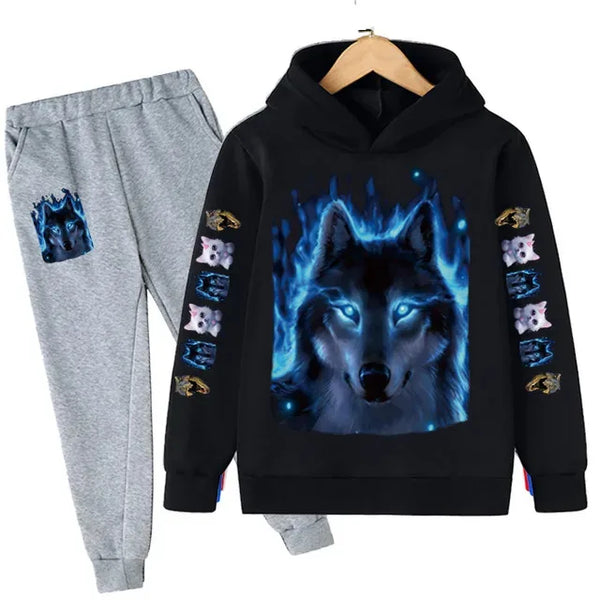 Fashion Wolf Printed Boy For Children From 1 To 12 Years Clothes Child Girl Baby Outfit Set Boys Sweatshirt Kids