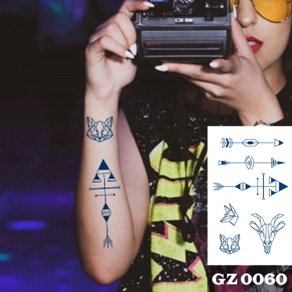 Semi Permanent Temporary Tattoo Sticker， Totem Tattoo Designs Symbols Long lasting Waterproof for Women Men