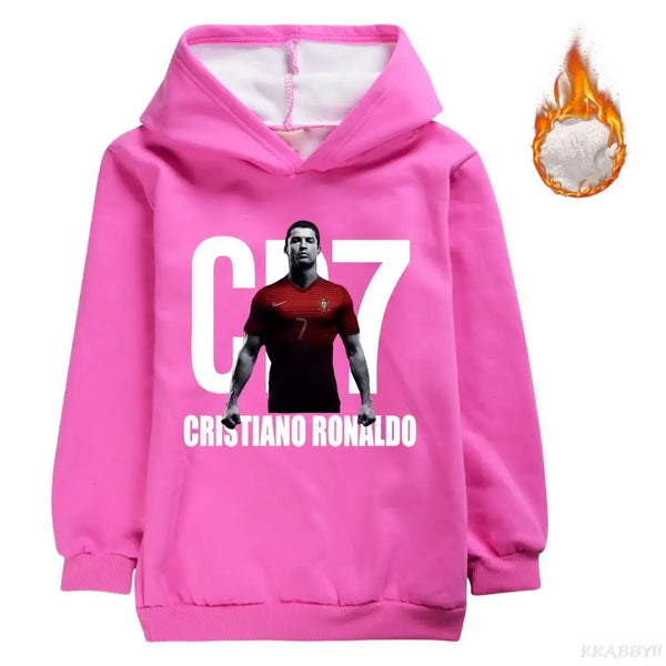 CR7 Clothes Kids Velvet Sweatshirt Baby Girls Winter Coat Boys Fleece Sweater Children Warm Thick Outwear