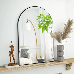 LUVODI Home Decorative Mirror with Black Arched Frame for Bathroom, Entryway, Living Room