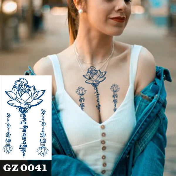 Semi Permanent Temporary Tattoo Sticker， Totem Tattoo Designs Symbols Long lasting Waterproof for Women Men