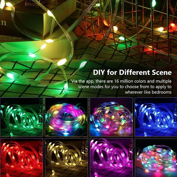 Fairy String Lights RGB LED Strip Bluetooth Smart USB Starry Lights Christmas Curtain DIY Twinkle Light Waterproof Party Room