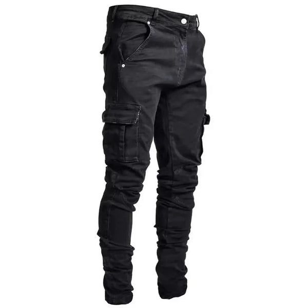 New Men's High Street Slim Fit Stretch Jeans Fashion Multi Pocket Cargo Denim Pants Elastic Jogging Hip Hop Trousers Plus Size