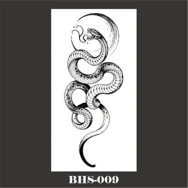 2022 Summer Snake Flower Temporary Tattoos Sticker Waterproof Cool Dark Style Unisex Water Transfer Fake Tattoo Women Accessory