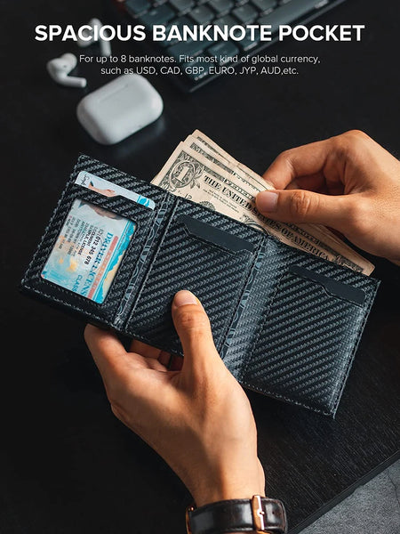 Credit Card Holder  RFID Blocking Bifold Wallet Men's Wallet with Coin Compartment and Banknote Compartment