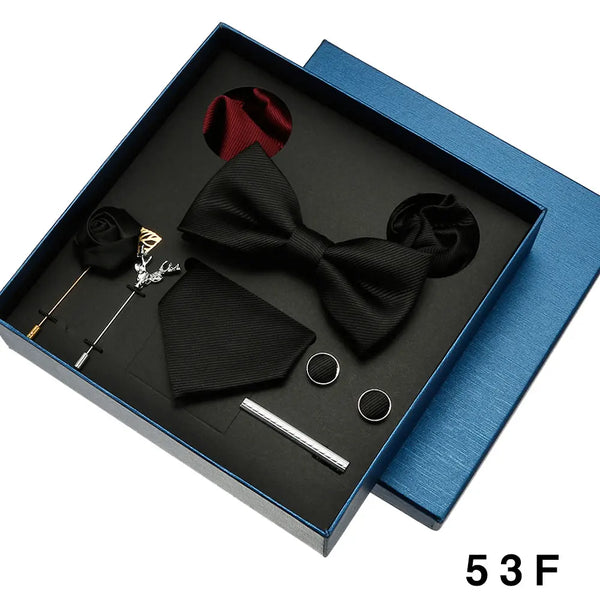 Luxury Men's Tie Necktie Bow Tie Gift Box 8-Piece Solids Colors Thread Fashion Professional Business Suit Accessories Wedding