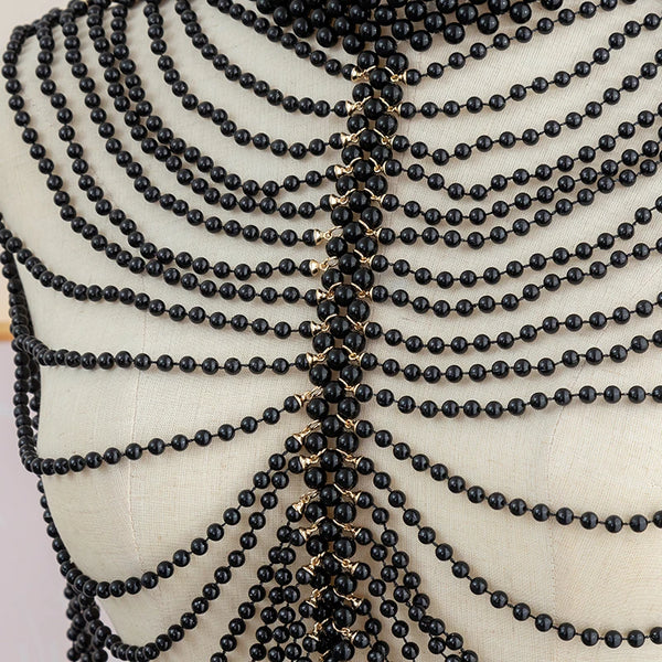 European and American summer accessories hand-woven pearl shoulder chain Bra chain Tassel multi-layer necklace women's body chai