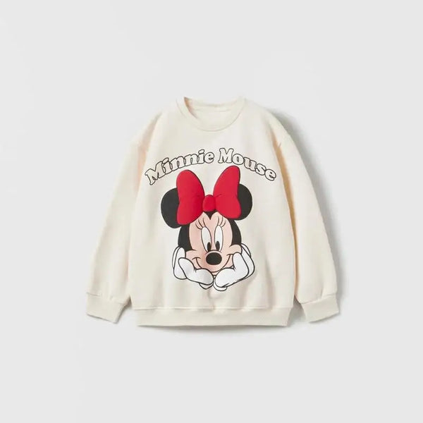 Full-print Minnie Mouse Baby Girls Sweatshirt Set Spring Autumn Clothing Children Tops + Pants Outfits Kids Long Sleeved Suit