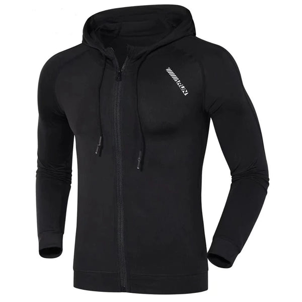 Elastic Tight Hoodies Men‘s Running Fitness Jogging Hooded Quick Drying Compression Sweatshirts Male Bodybuilding Gym Sportwear