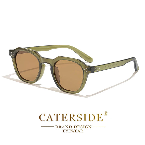 CATERSIDE Retro Polarized Sun Glasses Men Ultralight TR90 Frame Polygon Sunglasses UV400 Outdoor High Quality Travel Eyewear