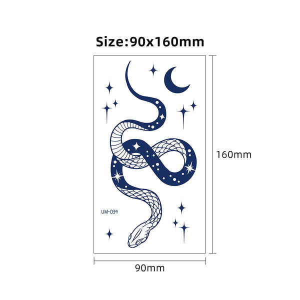 Herbal Juice Tattoo Sticker Long Lasting 15 Days Waterproof Fake Tattoo Sweatproof Snake Flower Temporary Tattoo For Men Women