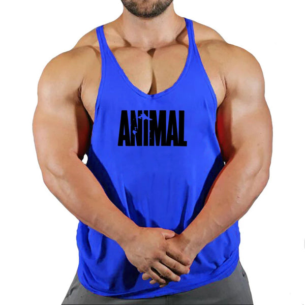 ANIMAL Letter Printed Gym Clothing Mens Bodybuilding Fitness Tank Top Cotton Raceback Stringer Singlets Workout Sleeveless Shirt