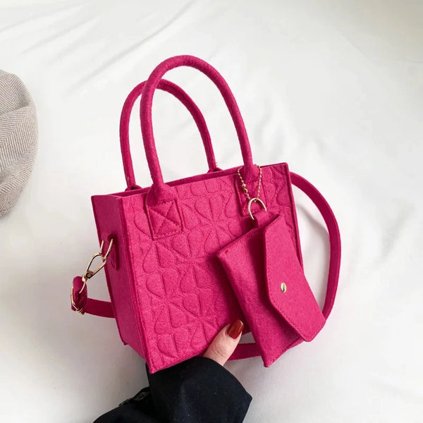 Korean Version Minimalist Embossed Felt Lightweight Handbag 2023 New Single Shoulder Diagonal Span Two-Piece Bag For Women