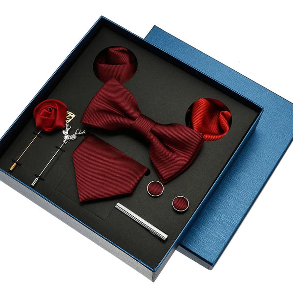 Luxury Men's Tie Necktie Bow Tie Gift Box 8-Piece Solids Colors Thread Fashion Professional Business Suit Accessories Wedding