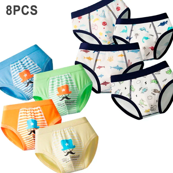 8 Pcs/Lot Boys Underwears Cotton Children Panties Teenage Antibacterial Shorts Cartoon Kids Breathable Underpants Briefs For Boy