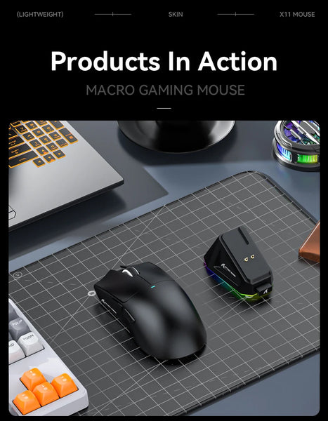 Attack Shark X11  Bluetooth Wireless Mouse Three Mode 2.4G PAW3311  RGB  PC Magnetic charging dock ,Gaming E-sports Mouse