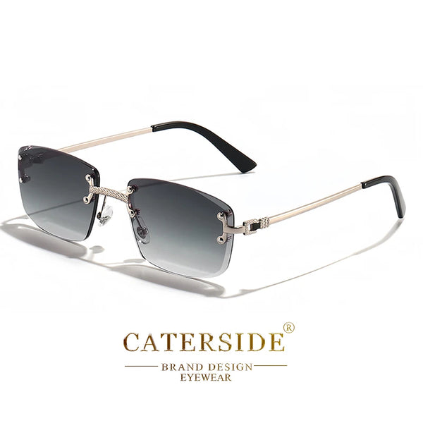 CATERSIDE Retro Rimless Square Sunglasses Men Women UV400 Small Gradient Sun Glasses For Men Popular High Quality Party Eyewear