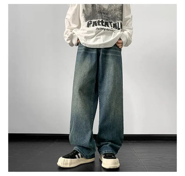 Jeans men Wide Leg Jeans Male Loose Straight Denim Pants 2024 Autumn Harajuku Vintage Blue Jean Trouser Streetwear Clothes