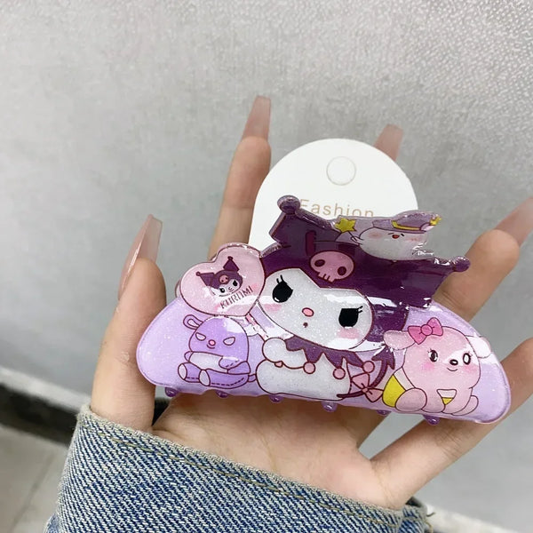 Sanrio Kuromi Hair Claws Women Fashion Cute Hello Kitty Hairclip Girl Cinnamoroll Acrylic Shark Clip Kid My Melody Birthday Gift