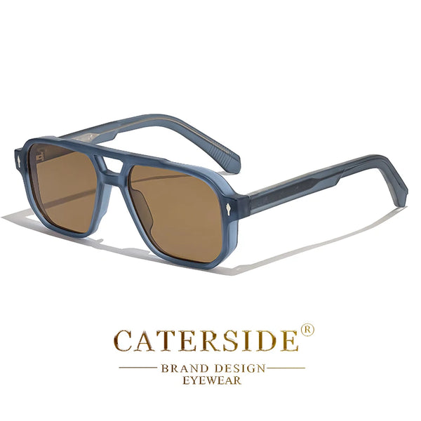 CATERSIDE Vintage Punk Sunglasses Men Flat Top Double Bridges High Quality Sun Glasses Women Travel Party Festival Eyeglasses