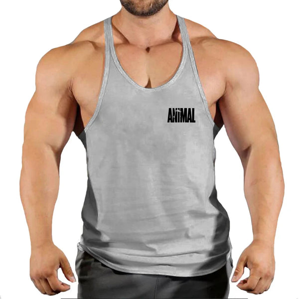 ANIMAL Letter Printed Gym Clothing Mens Bodybuilding Fitness Tank Top Cotton Raceback Stringer Singlets Workout Sleeveless Shirt