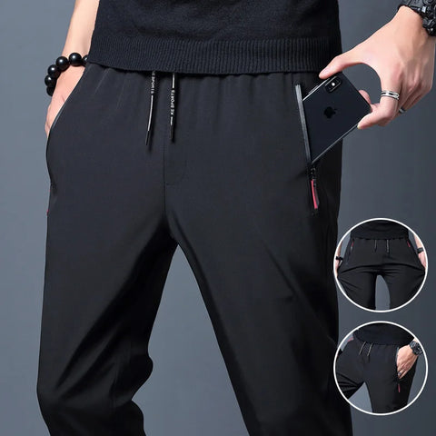 Quality Summer Men's Ice Silk Quick Drying Casual Pants Slim Fit and Thin Korean Edition Ice Silk Pants Sports Pants Straight Tu