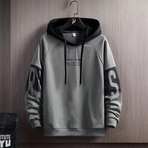 Men's Fall/Winter New Casual And Versatile Contrast Monogram Print Long Sleeve Hooded Sweatshirt